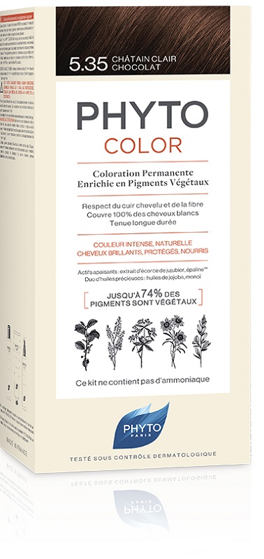 PHYTOCOLOR 5,35 CASTANO CHIARO CIOCCOLATO LATTE + CREMA + MASCHERA + FOGLIETTO ILLUSTRATIVO + 1 PAIO DI GUANTI - Farmacianuova.eu