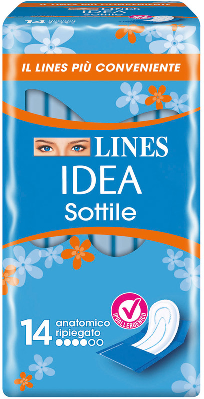 LINES IDEA ASSORBENTE SOTTILE RIPIEGATO ANATOMICO 14 PEZZI - Farmacianuova.eu