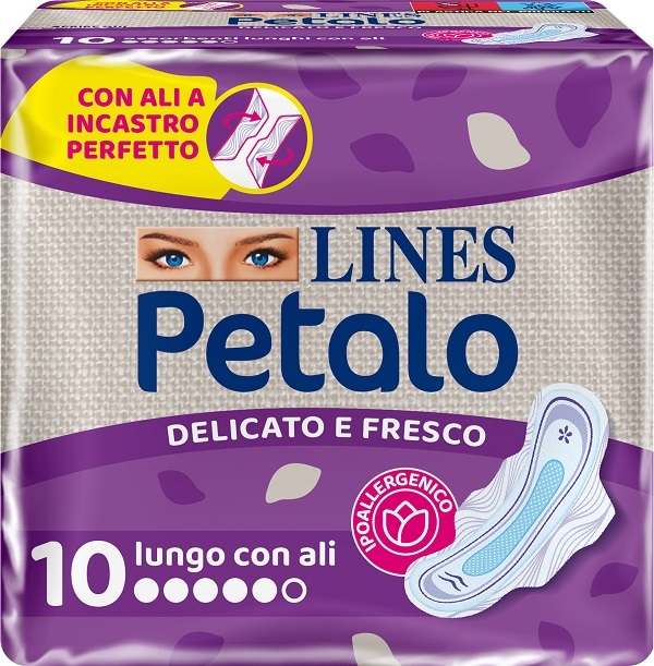 LINES PETALO BLU ASSORBENTE LUNGO CON ALI 10 PEZZI - Farmacianuova.eu