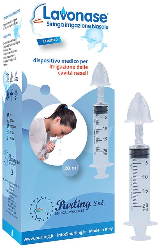 LAVONASE IRRIGAZIONE NASALE NON STERILE SIRINGA 20 ML + LUER-LOCK CON CAPPUCCIO + UGELLO NASALE CON RACCORDO LUER-LOCK + PERFORATORE CON VALVOLA NON RITORNO CON TAPPO - Farmacianuova.eu
