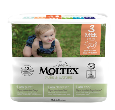 PANNOLINI MOLTEX PURE & NATURE MIDI 4-9 KG TAGLIA 3 33 PEZZI - Farmacianuova.eu