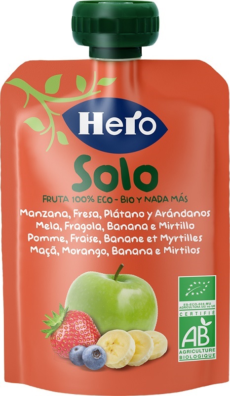 HERO SOLO FRUTTA FRULLATA 100% BIO MELA BANANA FRAGOLA 100 G - Farmacianuova.eu