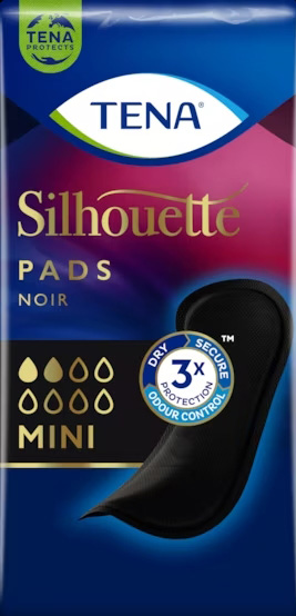ASSORBENTE NERO INCONTINENZA LEGGERA TENA SILHOUETTE NOIR MINI 18 PEZZI - Farmacianuova.eu