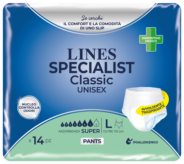 PANNOLONE A MUTANDA LINES SPECIALIST CLASSIC PANTS SUPER L 14 PEZZI - Farmacianuova.eu