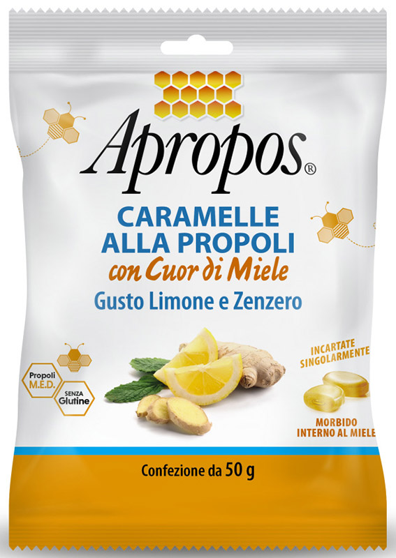 APROPOS CARAMELLE DURE LIMONE/ZENZERO CUOR DI MIELE 50 G - Farmacianuova.eu