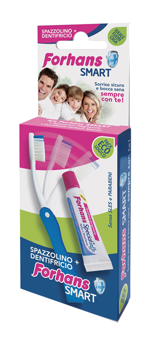 FORHANS SMART KIT IGIENE ORALE SPAZZOLINO PIEGHEVOLE + DENTIFRICIO 12 ML - Farmacianuova.eu