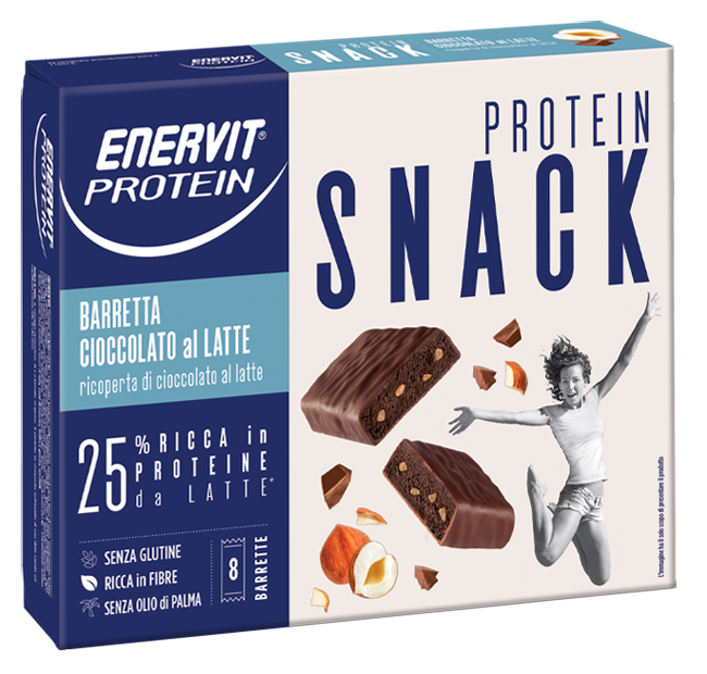 ENERVIT PROTEIN SNACK CIOCCOLATO LATTE 8 BARRETTE 27 G - Farmacianuova.eu