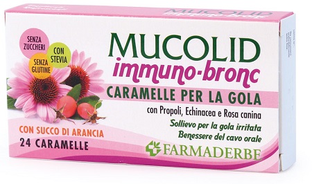 MUCOLID BRONC IMMUNO 24 CARAMELLE GUSTO ARANCIA - Farmacianuova.eu