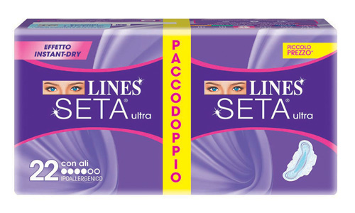 LINES SETA ULTRA ASSORBENTE CON ALI 22 PEZZI - Farmacianuova.eu