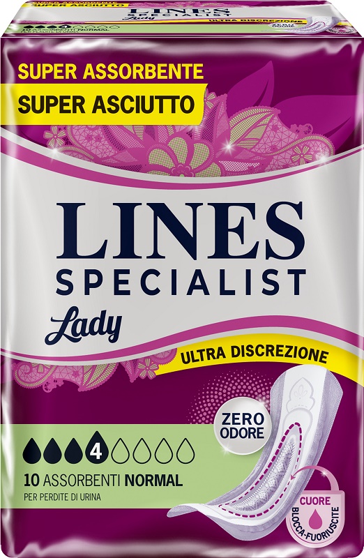PANNOLONE SAGOMATO LINES SPECIALIST NORMAL 10 PEZZI - Farmacianuova.eu