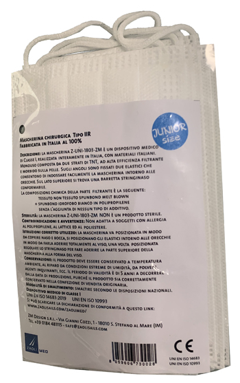 UNIMASCHERINA CHIRURGICA ZM BAMBINI 10 PEZZI - Farmacianuova.eu