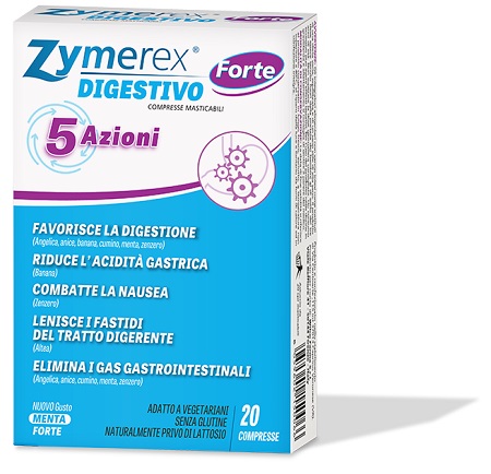 ZYMEREX DIGESTIVO FORTE 5 AZIONI 20 COMPRESSE MASTICABILI - Farmacianuova.eu