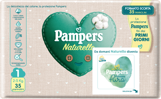 PANNOLINI PAMPERS PROTEZIONE PURA NATURELLO NEWBORN 35 PEZZI - Farmacianuova.eu