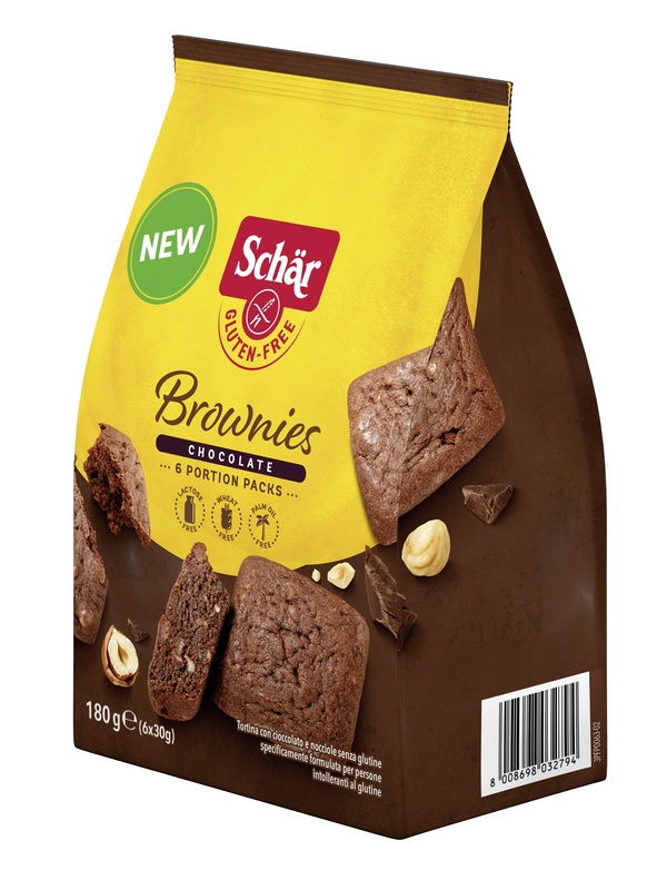 SCHAR BROWNIES CHOCOLATE TORTINA CON CIOCCOLATO E NOCCIOLE 6 MONOPORZIONI DA 30 G - Farmacianuova.eu