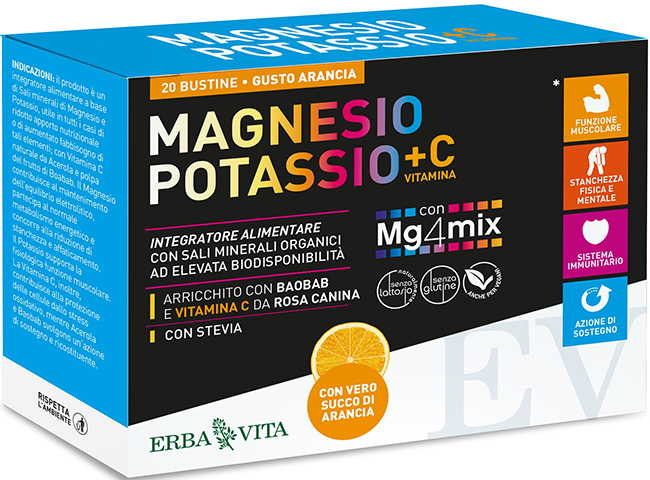 MAGNESIO POTASSIO +C VITAMINA GUSTO ARANCIA 20 BUSTINE DA 3,8 G - Farmacianuova.eu