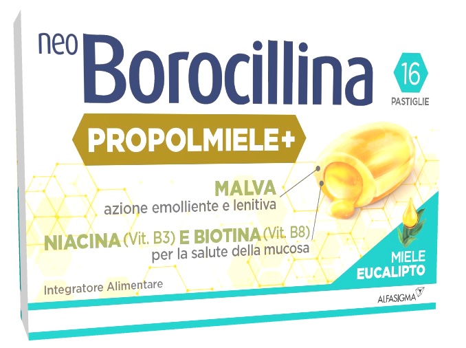 NEOBOROCILLINA PROPOLMIELE+ MIELE/EUCALIPTO 16 PASTIGLIE - Farmacianuova.eu