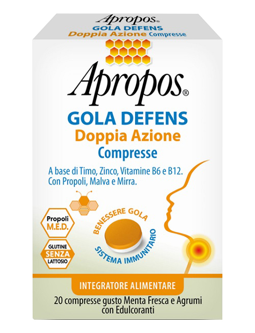 APROPOS GOLA DEFENS DOPPIA AZIONE 20 COMPRESSE - Farmacianuova.eu