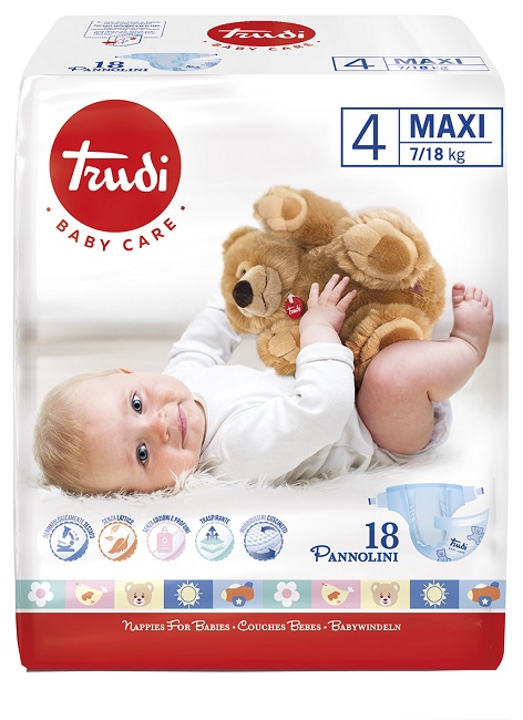 TRUDI BABY CARE PANNOLINO BAMBINI MAXI 7/18 KG 18 PEZZI - Farmacianuova.eu