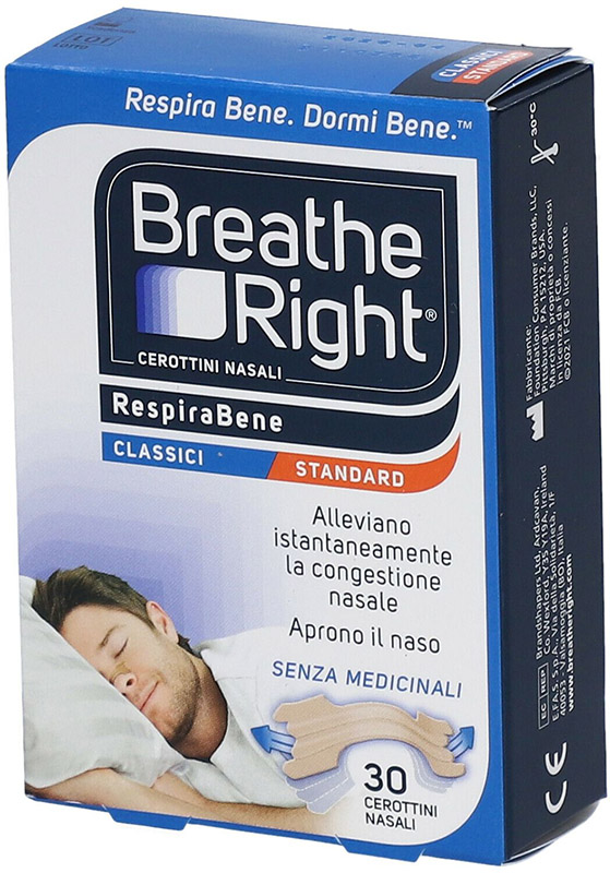 CEROTTI NASALI BREATHE RIGHT CLASSICI 30 PEZZI - Farmacianuova.eu