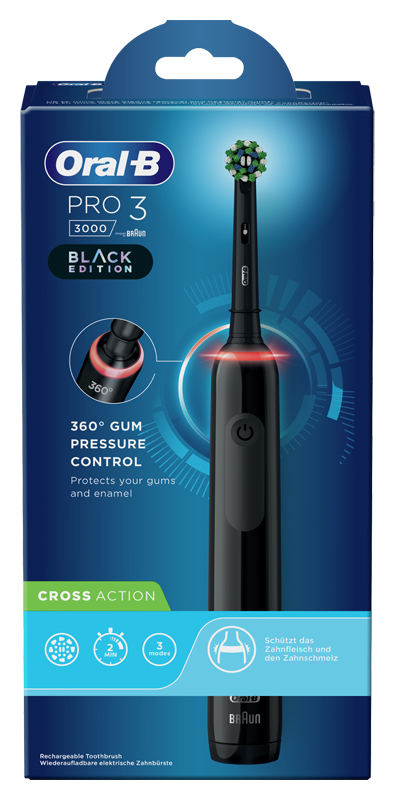 ORALB PRO3 BLACK CROSSACTION SPAZZOLINO ELETTRICO - Farmacianuova.eu