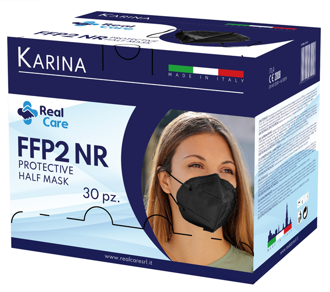 KARINA SEMIMASCHERA FILTRANTE ANTIPOLVERE MONOUSO FFP2 NERO 30 PEZZI - Farmacianuova.eu