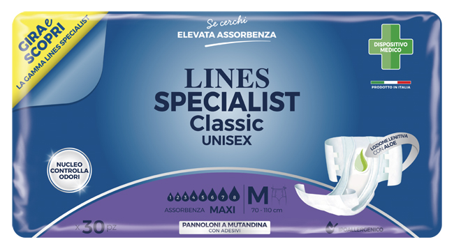 PANNOLONE A MUTANDINA LINES SPECIALIST CLASSIC MAXI MISURA MEDIA 30 PEZZI - Farmacianuova.eu