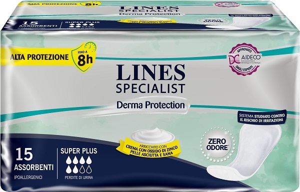 PANNOLONE PER INCONTINENZA LINES SPECIALIST DERMA SUPER 15 PEZZI - Farmacianuova.eu