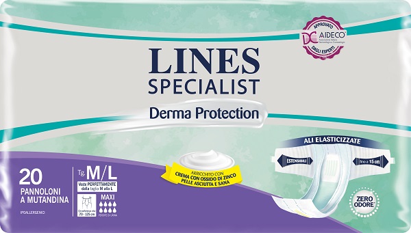 PANNOLONE A MUTANDINA LINES SPECIALIST DERMA MAXI M/L 20 PEZZI - Farmacianuova.eu