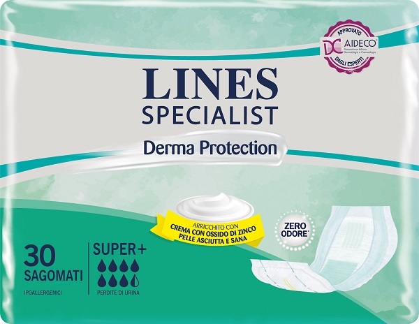 PANNOLONE PER INCONTINENZA LINES SPECIALIST DERMA SAGOMATO SUPER+ 30 PEZZI - Farmacianuova.eu