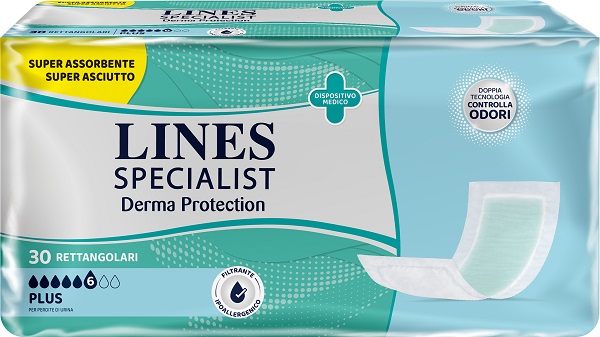 PANNOLONE PER INCONTINENZA LINES SPECIALIST DERMA RETTANGOLARE 30 PEZZI - Farmacianuova.eu