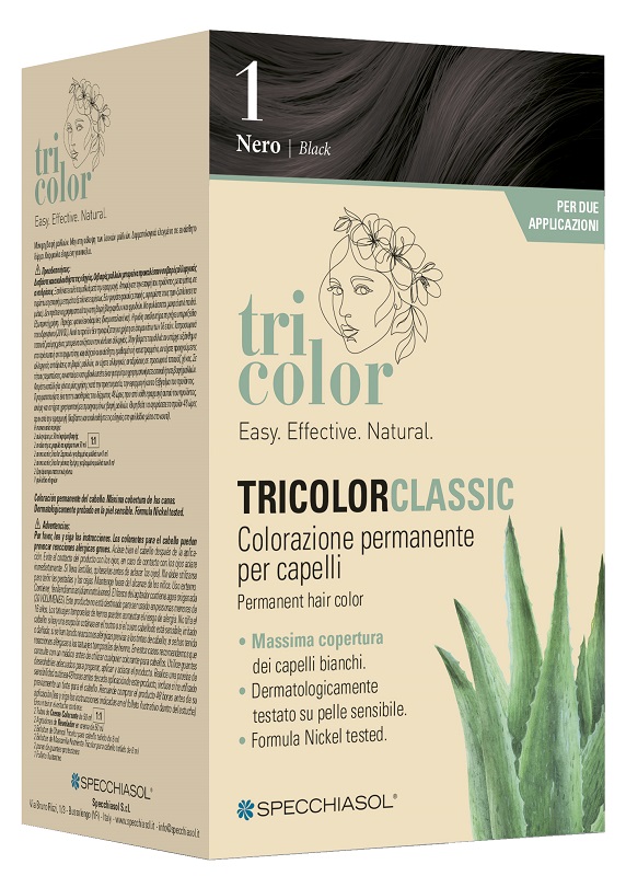 TRICOLOR CLASSIC 1 NERO 2 TUBI 50 ML + 2 SHAKER 50 ML + 4 BUSTINE 8 ML - Farmacianuova.eu