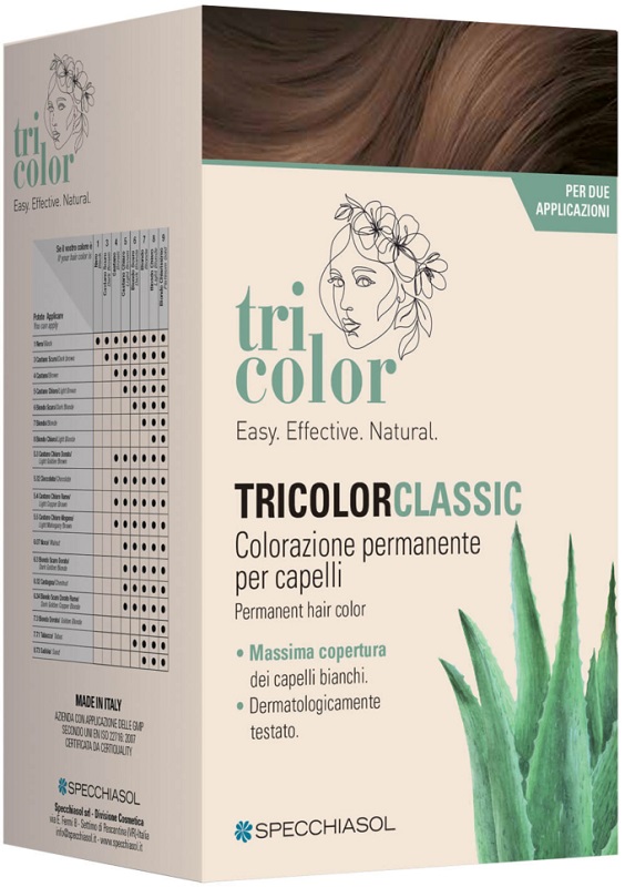 TRICOLOR CLASSIC 6 BIONDO SCURO 2 TUBI 50 ML + 2 SHAKER 50 ML + 4 BUSTINE 8 ML - Farmacianuova.eu