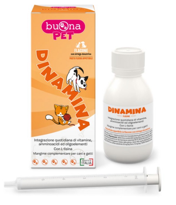 DINAMINA CANI GATTI FLACONE CON SIRINGA DOSATRICE IN PASTA 60 G BUONAPET - Farmacianuova.eu
