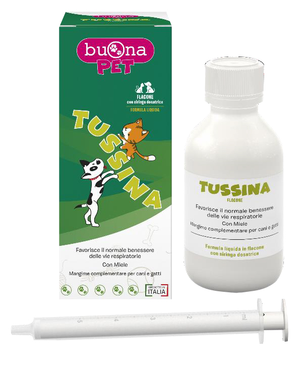 TUSSINA FLACONE CANI E GATTI CON SIRINGA DOSATRICE 100 G BUONAPET - Farmacianuova.eu