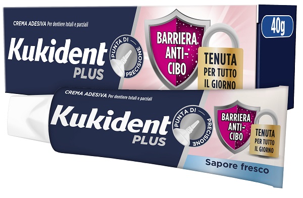 KUKIDENT PLUS BARRIERA ANTI-CIBO FRESCO CREMA ADESIVA DENTIERE 40 G - Farmacianuova.eu