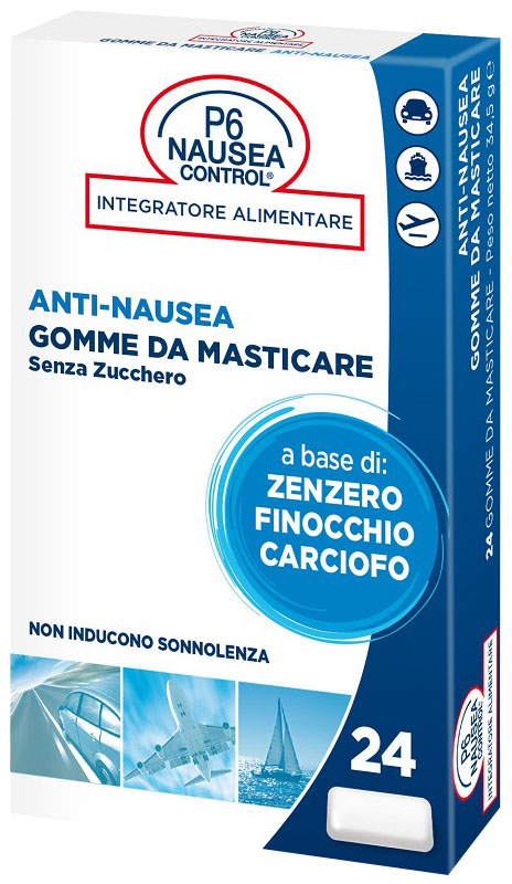 P6 NAUSEA CONTROL 24 GOMME DA MASTICARE SENZA ZUCCHERO - Farmacianuova.eu