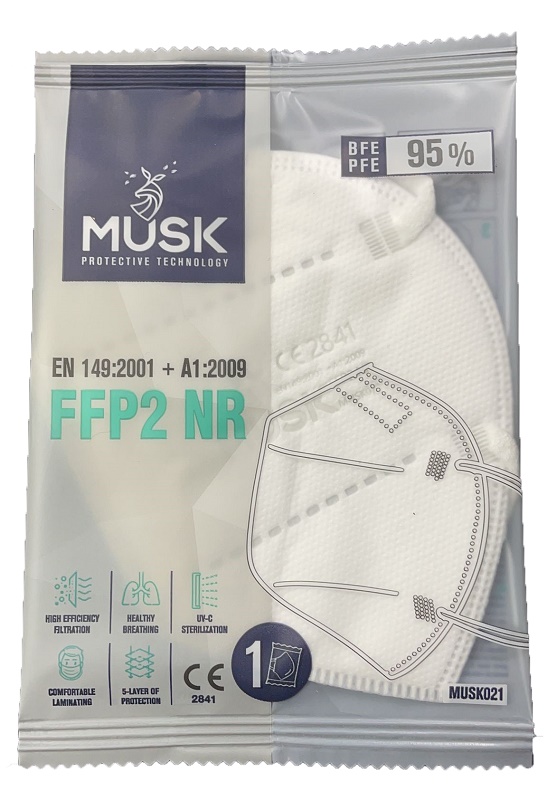 MUSK MASCHERINA FFP2 MUSK021 WHITE 10 PEZZI - Farmacianuova.eu