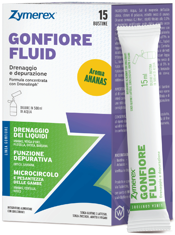 ZYMEREX GONFIORE FLUID ANANAS 15 BUSTINE DA 15 ML CON EDULCORANTI SENZA ZUCCHERI SENZA GLUTINE SENZA LATTOSIO - Farmacianuova.eu