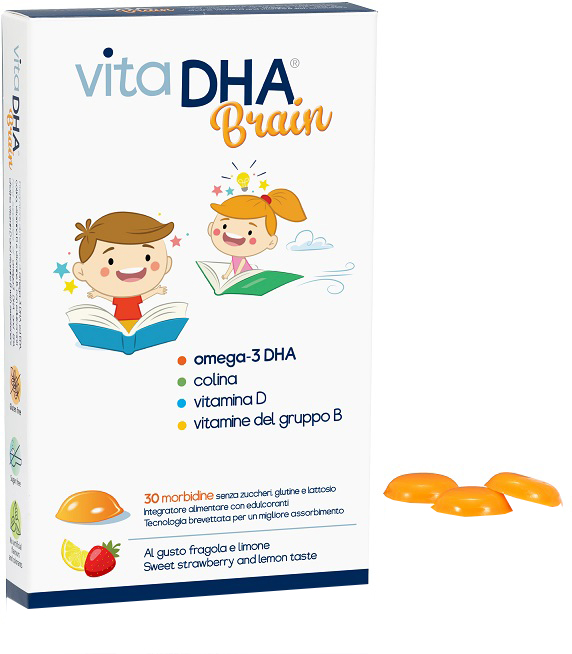 VITADHA BRAIN 30 MORBIDINE AL GUSTO FRAGOLA E LIMONE - Farmacianuova.eu