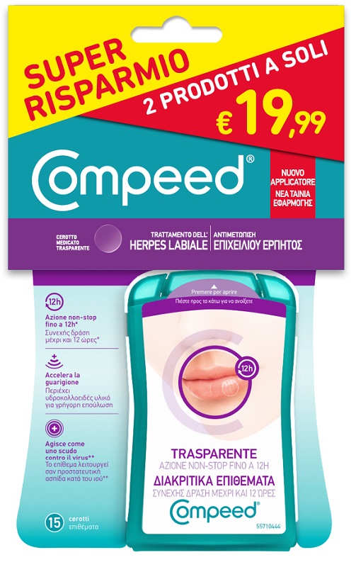 BIPACCO COMPEED TRATTAMENTO DELL'HERPES LABIALE 15 PEZZI + 15 PEZZI - Farmacianuova.eu