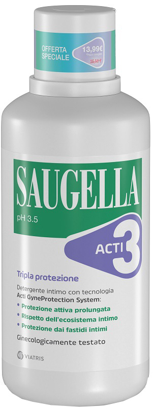 SAUGELLA ACTI3 DETERGENTE INTIMO 500 ML TAGLIO PREZZO - Farmacianuova.eu