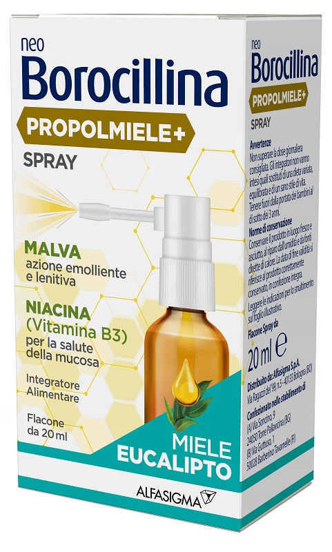 NEOBOROCILLINA PROPOLMIELE+ SPRAY MIELE EUCALIPTO 20 ML - Farmacianuova.eu