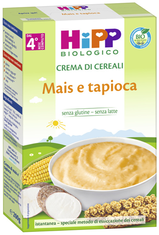 HIPP BIO CREMA CEREALI MAIS/TAPIOCA 200 G - Farmacianuova.eu