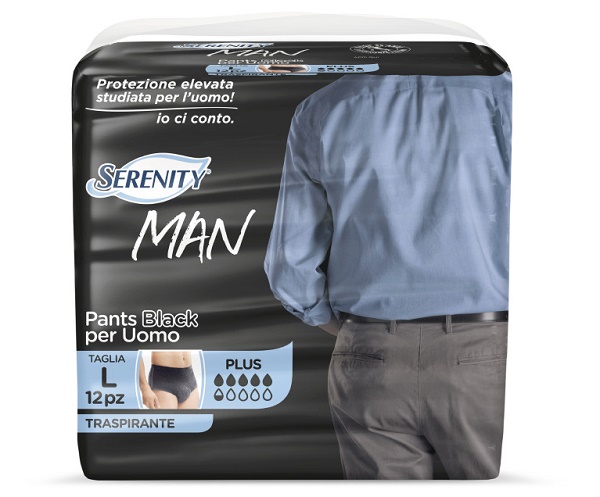 PANNOLINO SERENITY MAN PANTS BLACK TAGLIA MEDIA 12 PEZZI - Farmacianuova.eu