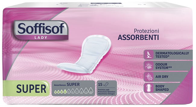 PANNOLONE PER INCONTINENZA SOFFISOF LADY AIR DRY SUPER 15 PEZZI - Farmacianuova.eu