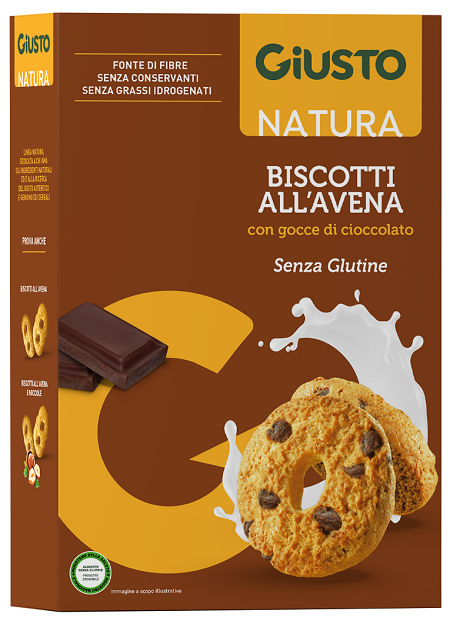 GIUSTO SENZA GLUTINE BISCOTTI AVENA GOCCE CIOCCOLATO 250 G - Farmacianuova.eu