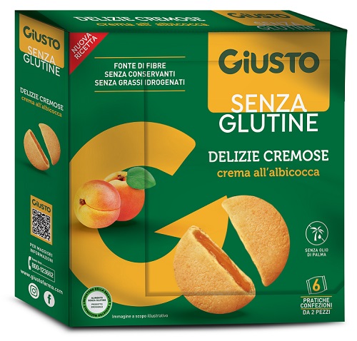 GIUSTO SENZA GLUTINE DELIZIE CREMOSE ALBICOCCA 6 CONFEZIONI DA 30 G - Farmacianuova.eu