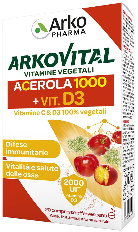 ARKOVITAL VITAMINE C+D3 20 COMPRESSE EFFERVESCENTI GUSTO FRUTTI ROSSI - Farmacianuova.eu