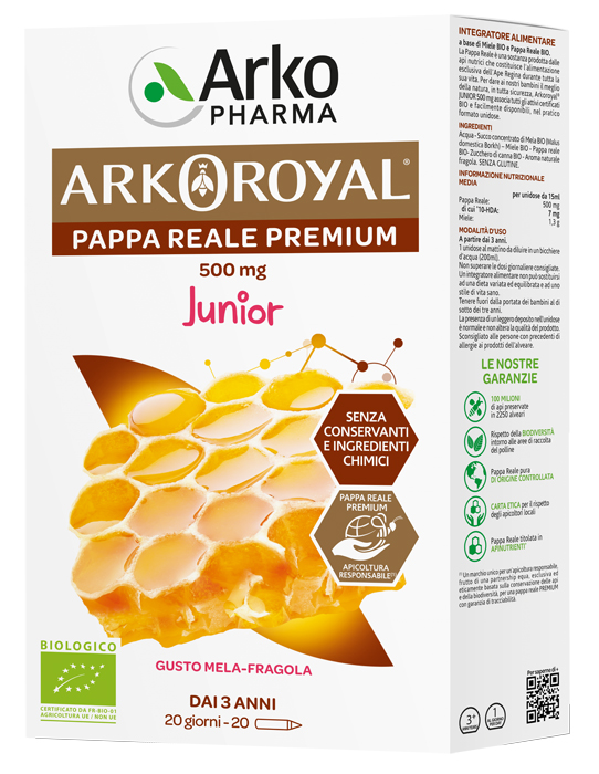 ARKOROYAL JUNIOR PAPPA REALE 500MG BIO 20 FIALOIDI PROMO - Farmacianuova.eu