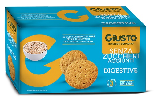 GIUSTO SENZA ZUCCHERO BISCOTTI DIGESTIVE 3 PEZZI DA 75 G - Farmacianuova.eu